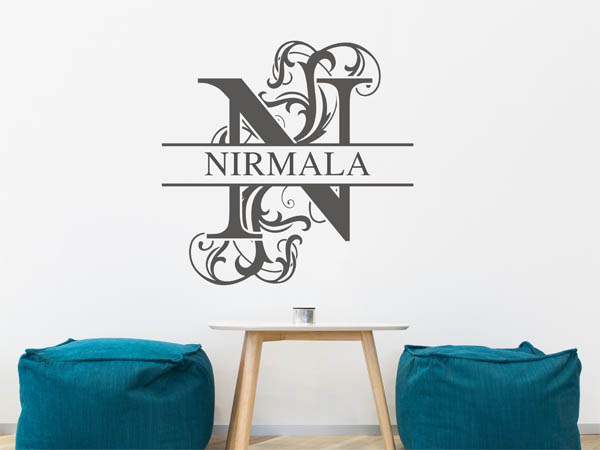Wandtattoo verschnörkelter Buchstabe N mit Nirmala