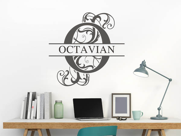 Wandtattoo verschnörkelter Buchstabe O mit Octavian