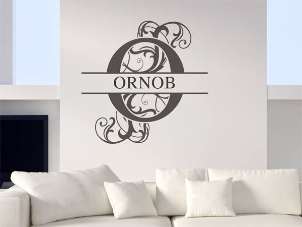 Wandtattoo verschnörkelter Buchstabe O mit Ornob