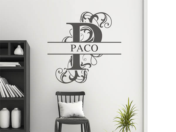 Wandtattoo verschnörkelter Buchstabe P mit Paco