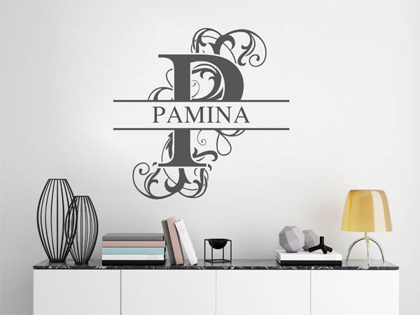 Wandtattoo verschnörkelter Buchstabe P mit Pamina