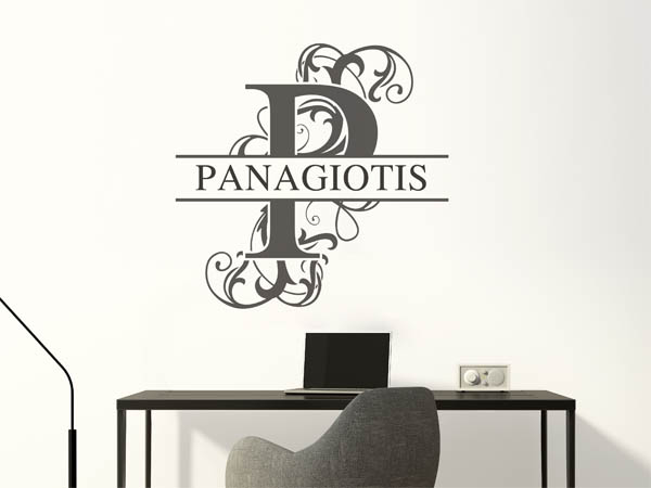 Wandtattoo verschnörkelter Buchstabe P mit Panagiotis