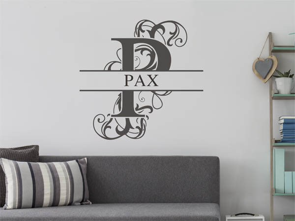 Wandtattoo verschnörkelter Buchstabe P mit Pax