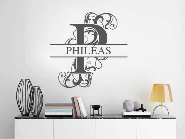 Wandtattoo verschnörkelter Buchstabe P mit Philéas