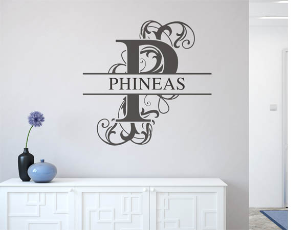 Wandtattoo verschnörkelter Buchstabe P mit Phineas