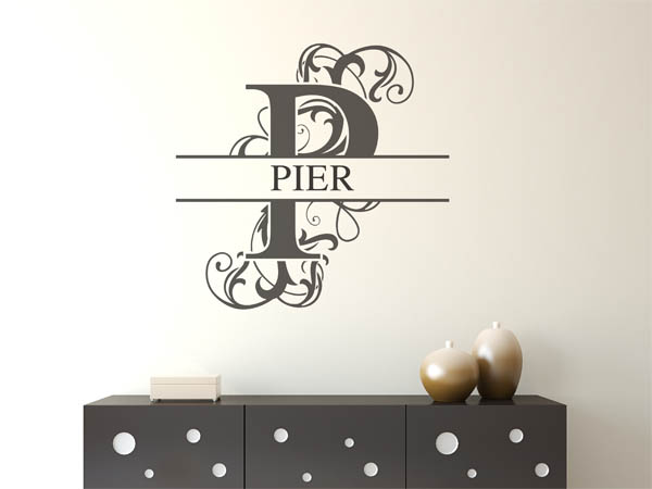 Wandtattoo verschnörkelter Buchstabe P mit Pier