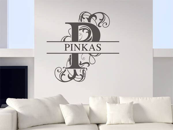 Wandtattoo verschnörkelter Buchstabe P mit Pinkas