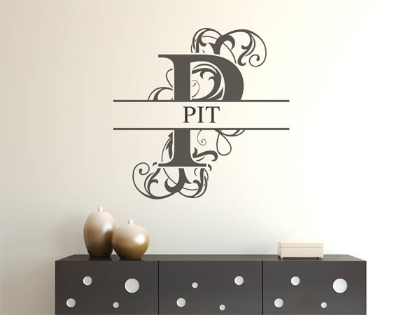 Wandtattoo verschnörkelter Buchstabe P mit Pit