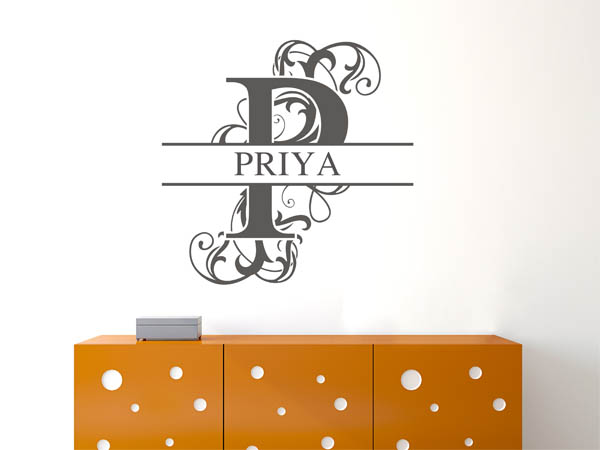 Wandtattoo verschnörkelter Buchstabe P mit Priya