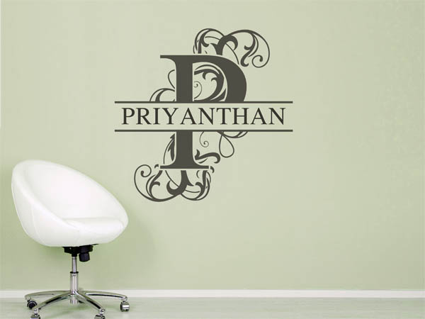 Wandtattoo verschnörkelter Buchstabe P mit Priyanthan