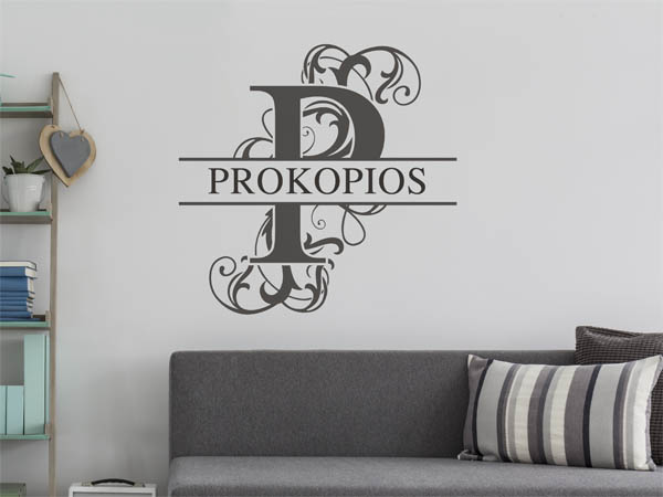 Wandtattoo verschnörkelter Buchstabe P mit Prokopios