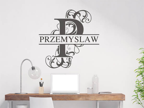 Wandtattoo verschnörkelter Buchstabe P mit Przemyslaw