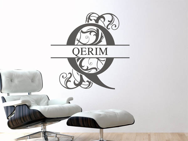 Wandtattoo verschnörkelter Buchstabe Q mit Qerim