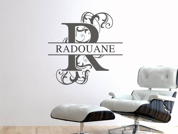 Wandtattoo verschnörkelter Buchstabe R mit Radouane