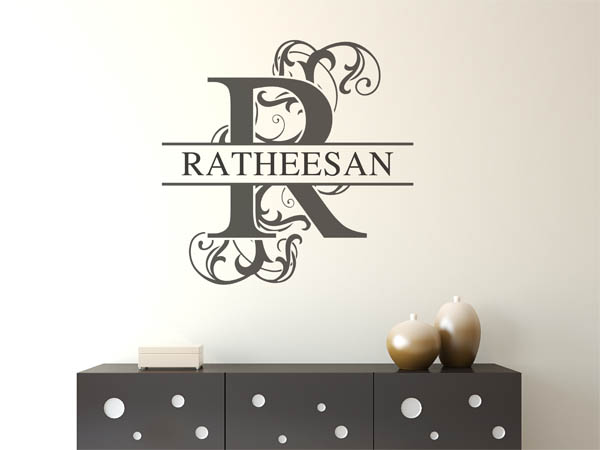 Wandtattoo verschnörkelter Buchstabe R mit Ratheesan