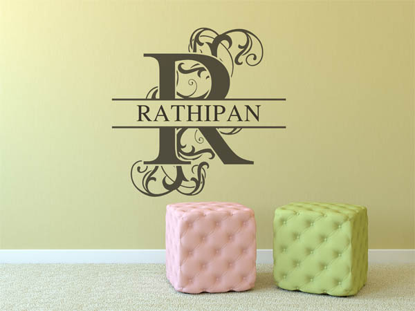 Wandtattoo verschnörkelter Buchstabe R mit Rathipan