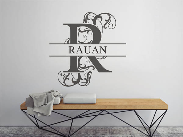 Wandtattoo verschnörkelter Buchstabe R mit Rauan