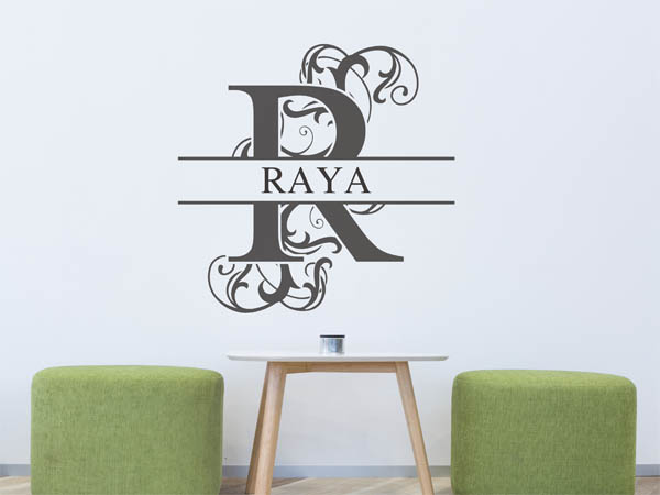 Wandtattoo verschnörkelter Buchstabe R mit Raya