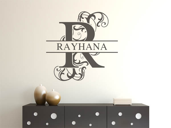 Wandtattoo verschnörkelter Buchstabe R mit Rayhana