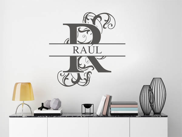 Wandtattoo verschnörkelter Buchstabe R mit Raúl
