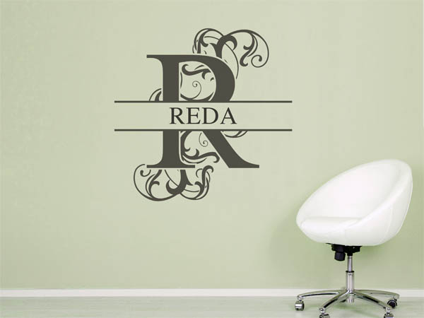 Wandtattoo verschnörkelter Buchstabe R mit Reda
