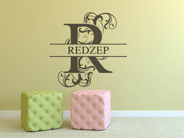 Wandtattoo verschnörkelter Buchstabe R mit Redzep