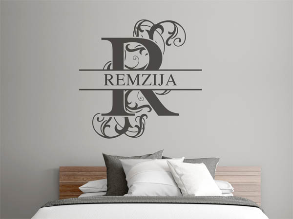 Wandtattoo verschnörkelter Buchstabe R mit Remzija