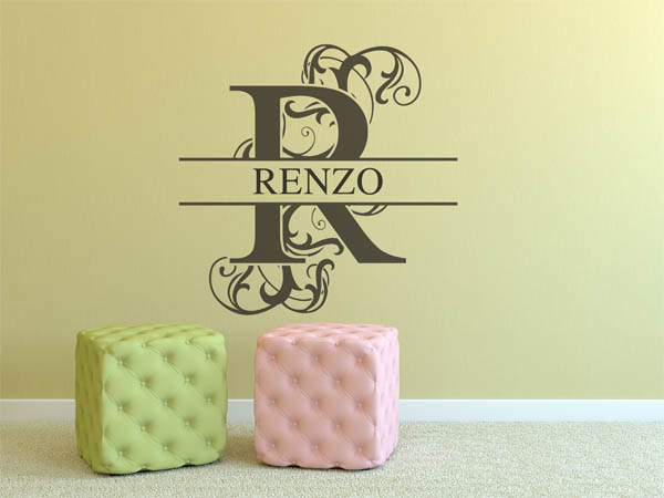Wandtattoo verschnörkelter Buchstabe R mit Renzo