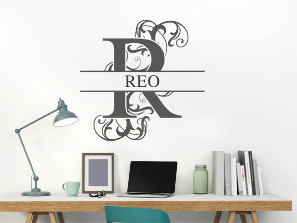 Wandtattoo verschnörkelter Buchstabe R mit Reo