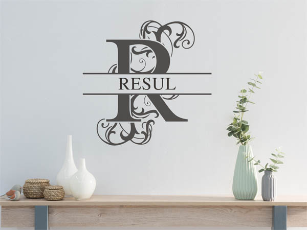 Wandtattoo verschnörkelter Buchstabe R mit Resul