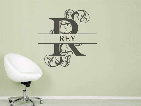 Wandtattoo verschnörkelter Buchstabe R mit Rey