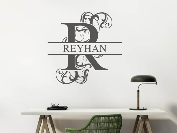 Wandtattoo verschnörkelter Buchstabe R mit Reyhan