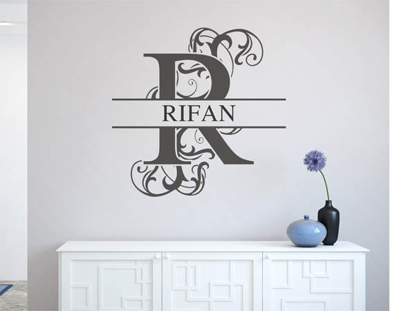 Wandtattoo verschnörkelter Buchstabe R mit Rifan