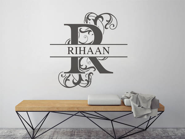 Wandtattoo verschnörkelter Buchstabe R mit Rihaan