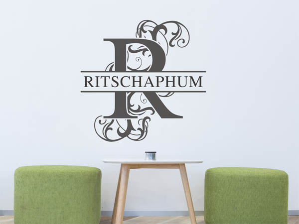 Wandtattoo verschnörkelter Buchstabe R mit Ritschaphum