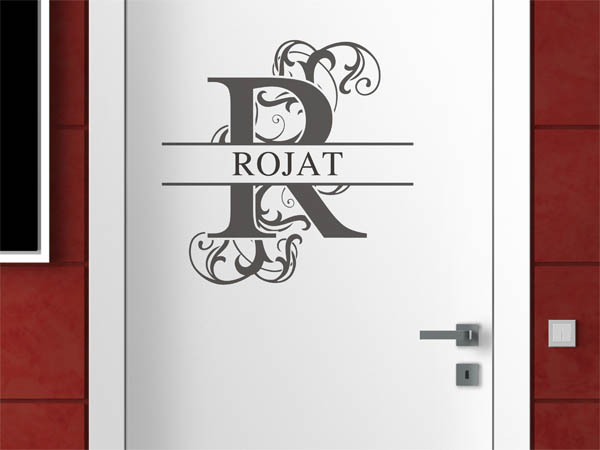 Wandtattoo verschnörkelter Buchstabe R mit Rojat