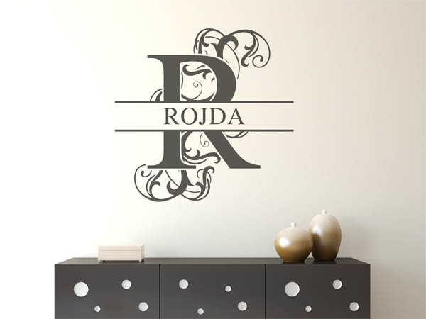 Wandtattoo verschnörkelter Buchstabe R mit Rojda