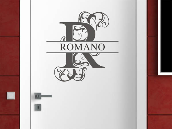Wandtattoo verschnörkelter Buchstabe R mit Romano