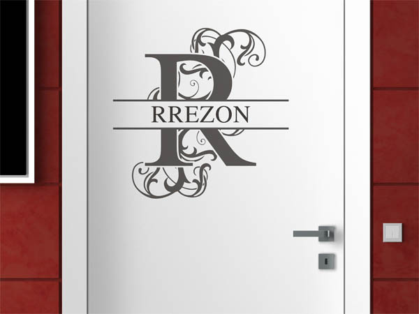 Wandtattoo verschnörkelter Buchstabe R mit Rrezon