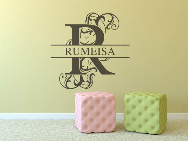 Wandtattoo verschnörkelter Buchstabe R mit Rumeisa