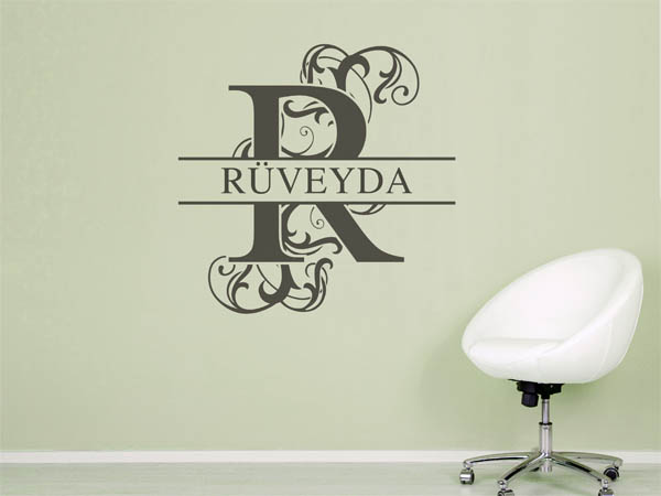Wandtattoo verschnörkelter Buchstabe R mit Rüveyda
