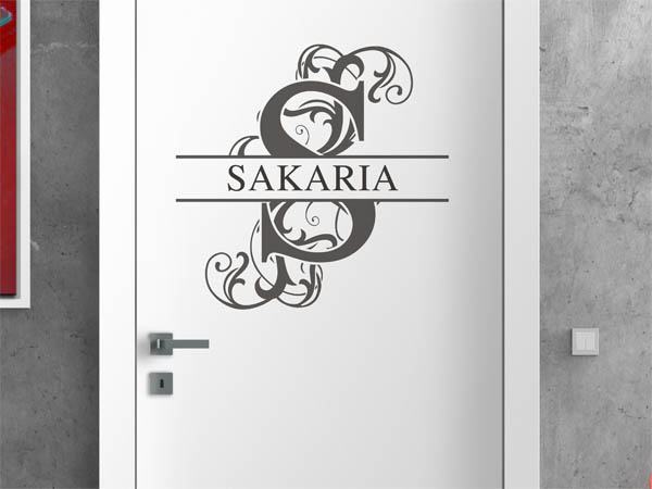 Wandtattoo verschnörkelter Buchstabe S mit Sakaria