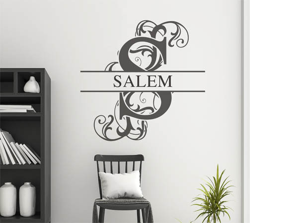 Wandtattoo verschnörkelter Buchstabe S mit Salem