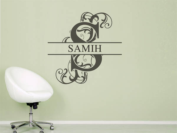 Wandtattoo verschnörkelter Buchstabe S mit Samih