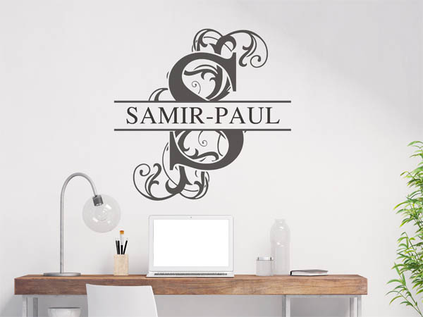 Wandtattoo verschnörkelter Buchstabe S mit Samir-Paul