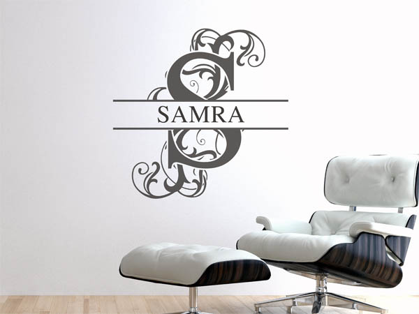 Wandtattoo verschnörkelter Buchstabe S mit Samra