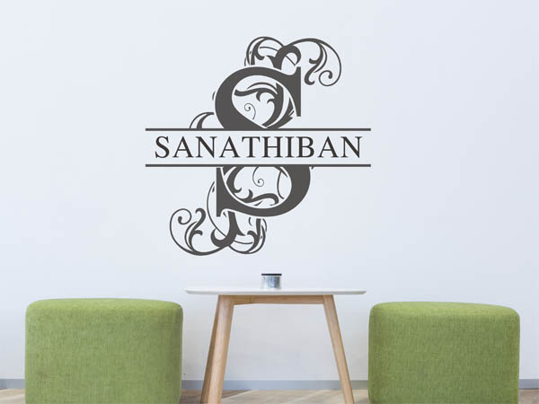 Wandtattoo verschnörkelter Buchstabe S mit Sanathiban