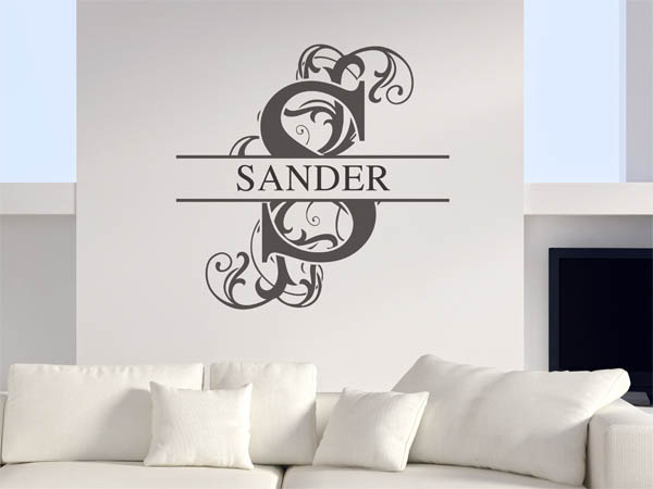Wandtattoo verschnörkelter Buchstabe S mit Sander