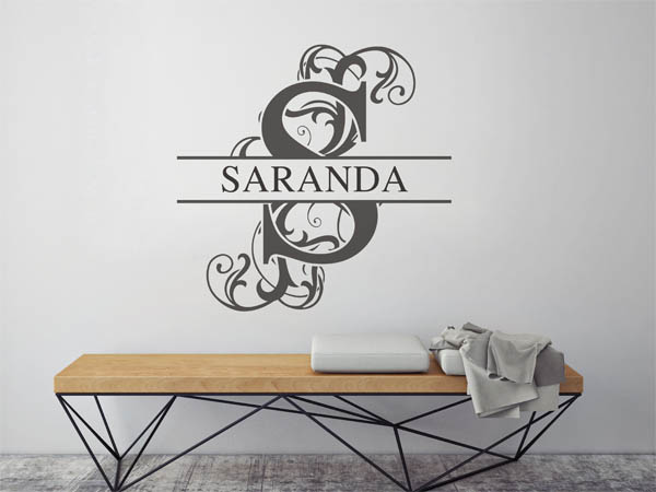 Wandtattoo verschnörkelter Buchstabe S mit Saranda