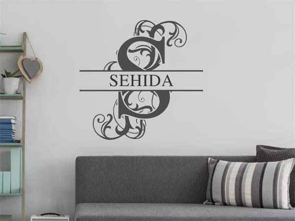 Wandtattoo verschnörkelter Buchstabe S mit Sehida